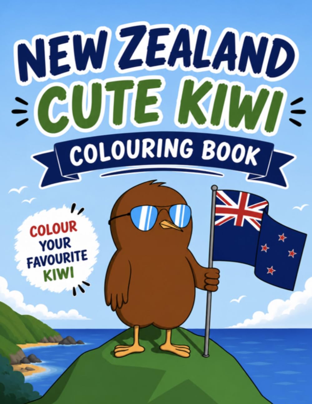 New Zealand Cute Kiwi Colouring Book: Colour Your Favourite Kiwi Friend
