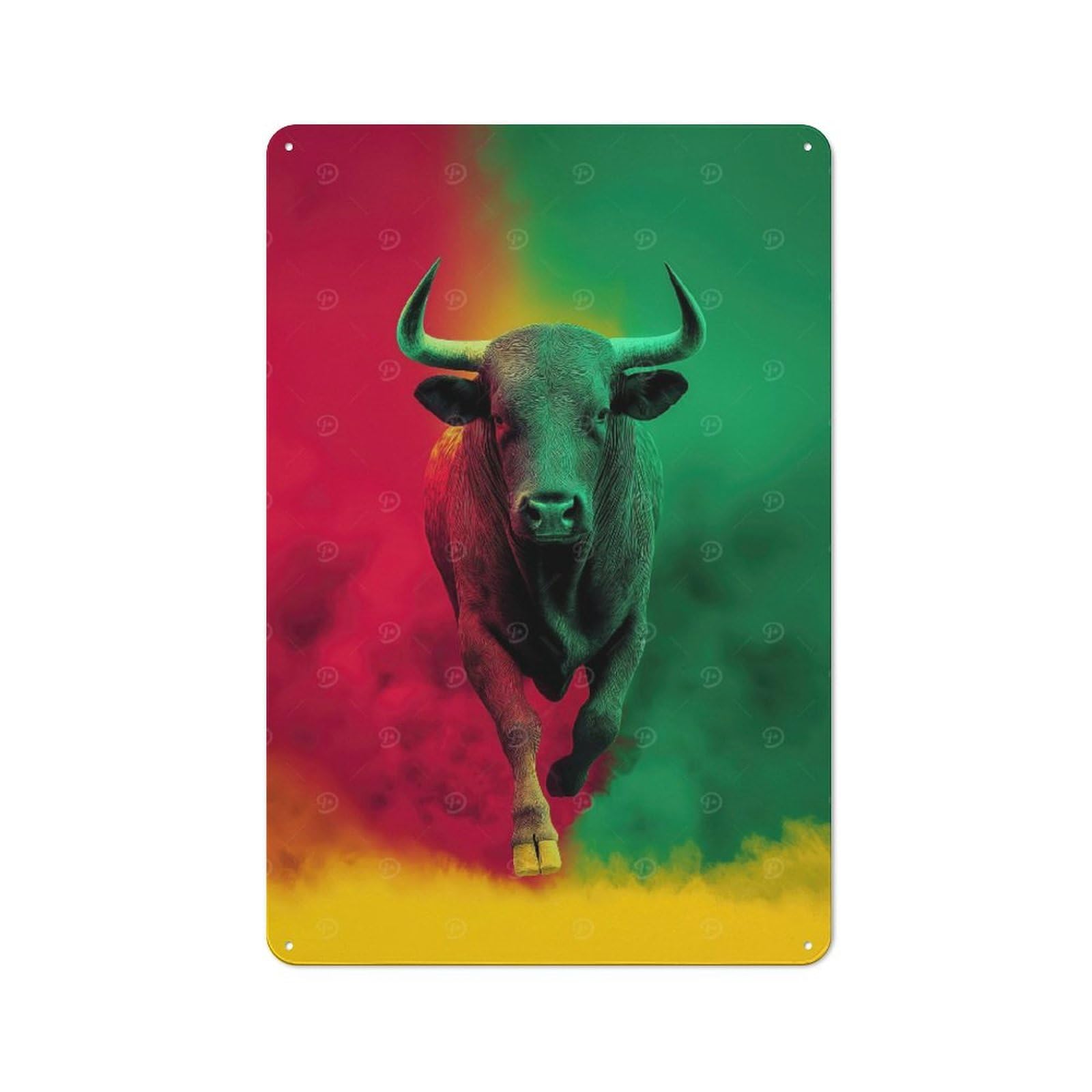 Junmoney Rasta Bull Metal Plaque 30X20cm With For Garage Wall, Retro Decor, For Garage Decor Collectors Refreshing A Room In Autumn
