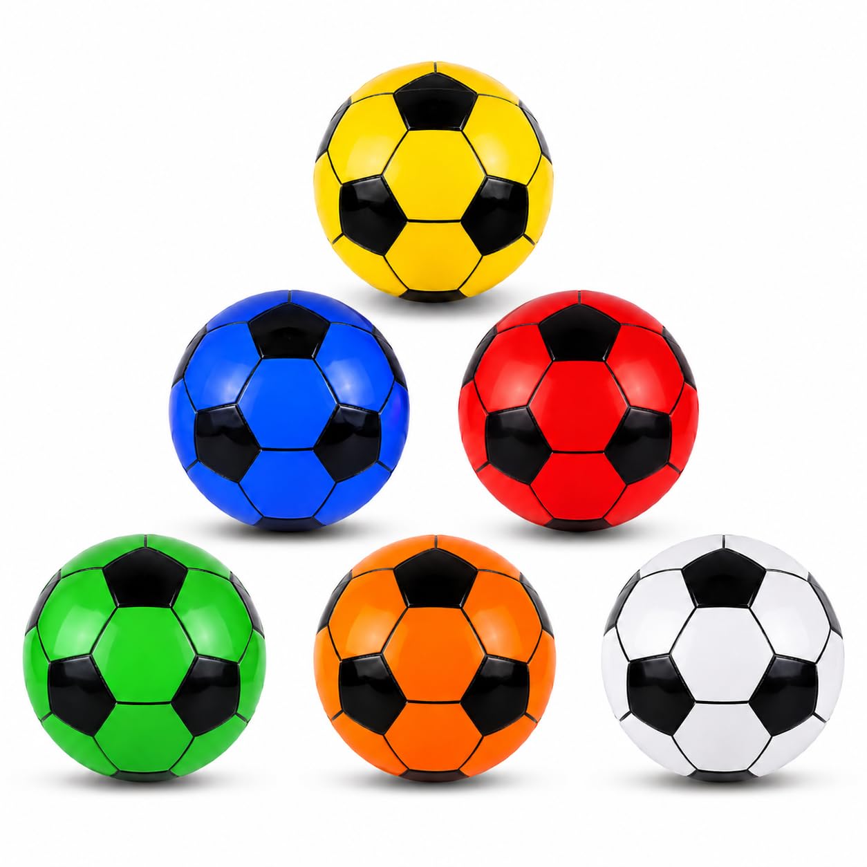 Venuscello 6 x Inflatable PVC Plastic Football Size 5 for Kids in Assorted Colours, Lightweight Summer Beach Ball, Ideal for Beach, Garden, Indoors & Outdoors