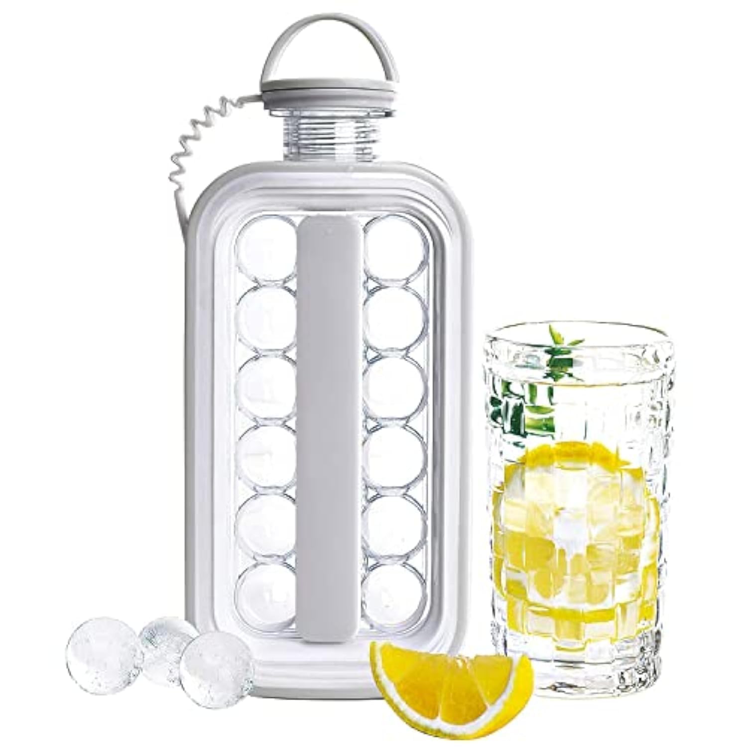 Ice Ball Maker Bottle, BPA-Free Portable Ball Ice Maker Bottle, Easy to Carry Circle Ice Cube Mold, Reusable Round Ice Cube Making Bottle, Transparent Water Bottle, and Sphere Ice Ball Maker,