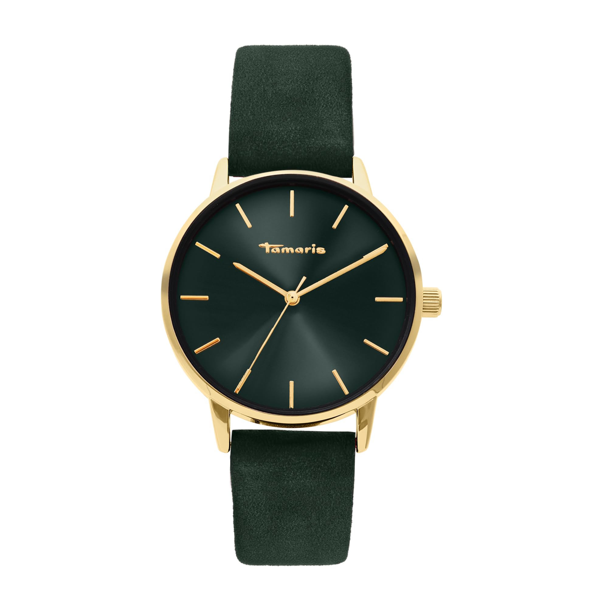 Tamaris Ladies Watch with Leather Strap - Round Simple Wristwatch for Women 36 mm - Watch in Silver, Gold, Rose Gold, Black, Blue, Green, Purple, Pink and More