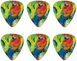 Colorful Tropical Rainforest Parrots Novelty Guitar Picks Medium Gauge - Set of 6