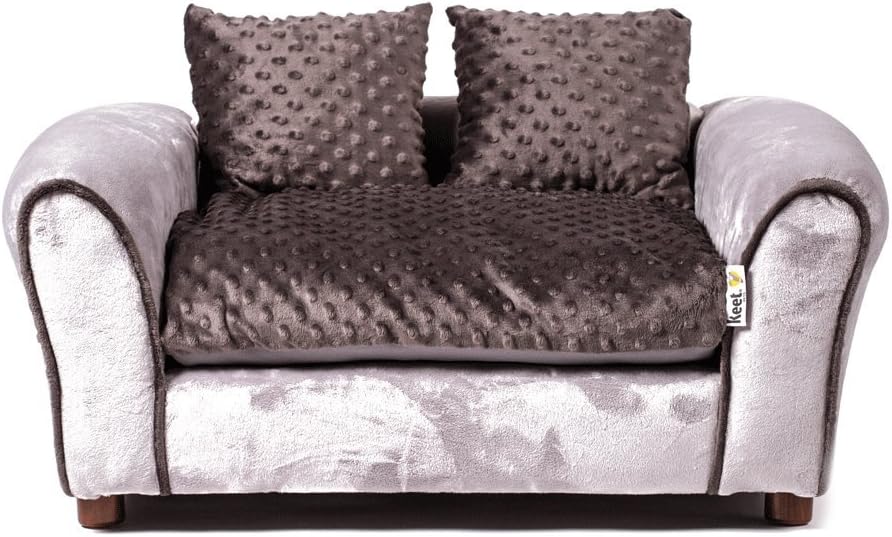 Keet Westerhill ペット ソファ ベッド、チャコール、中型、犬と猫用のすべて中型および小型品種