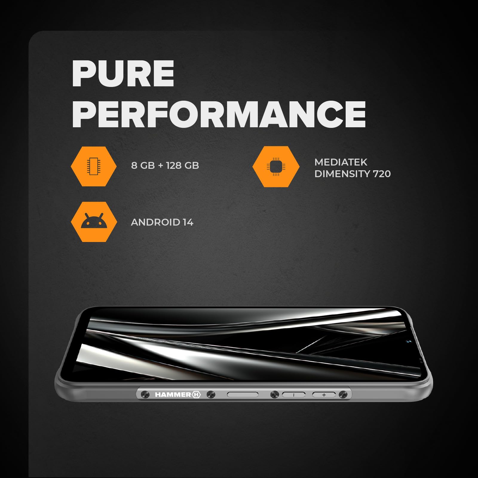 Hammer Blade Va 5G Smartphone ultra-rugged, IP69, 6000mAh, 6,56 pollici, 8GB di RAM integrata, 128/1T GB, Android 14, fotocamera da 50mpx, schermo Gorilla Glass, NFC, VoLTE