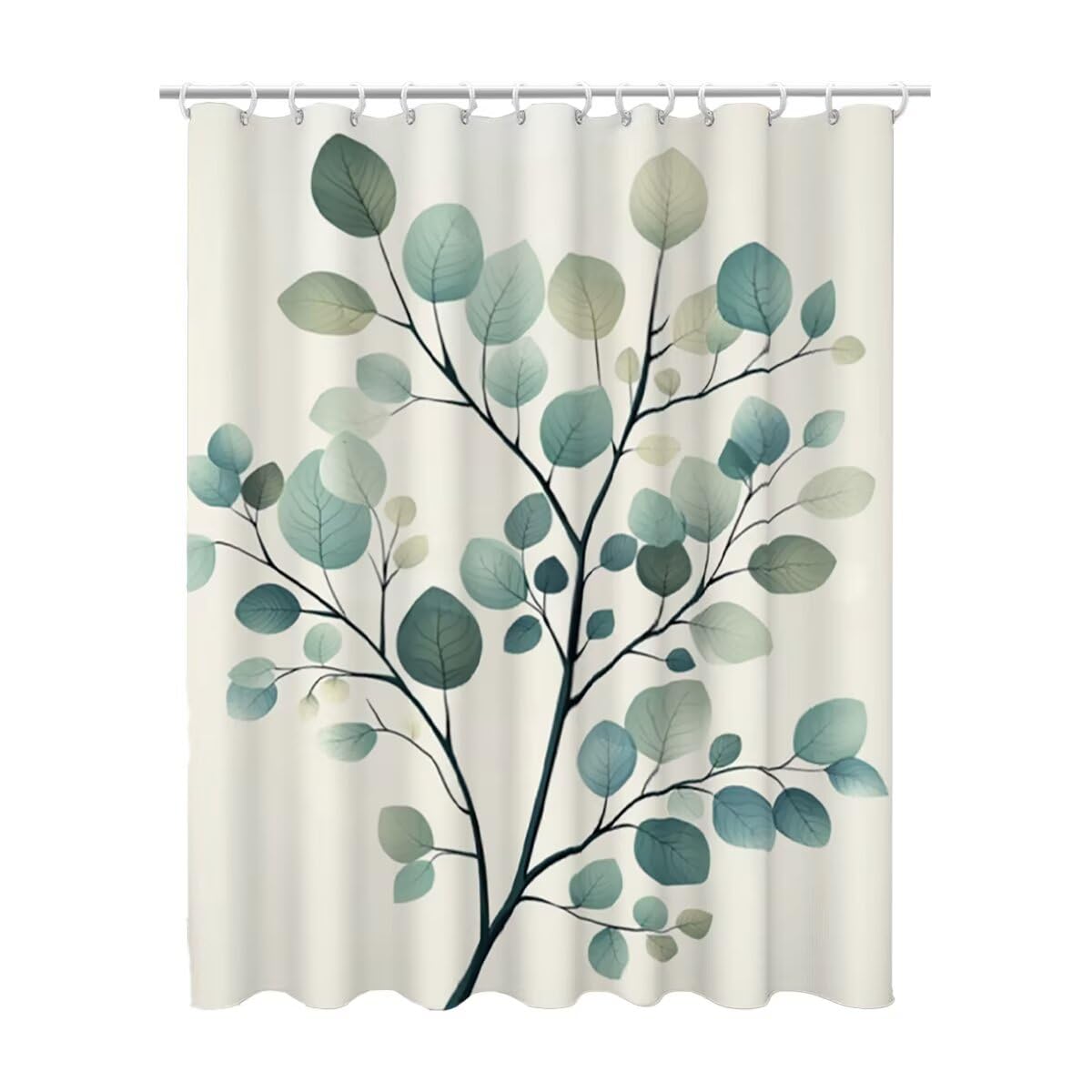 Beige Duschvorhang 240x200, Duschrollo mit 12 Duschvorhang Haken, Anlage Shower Curtains Beschwerter Saum, Waschbar Polyester Stoff Wasserdicht Extra Lang für Badewanne Badezimmer, Geschenke -3659