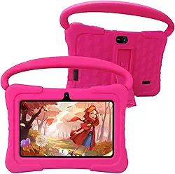 Tablet infantil de 7 polegadas com capa à prova de choque, 1 GB de RAM, 16 GB de ROM, Android OS, tablet infantil com Bluetooth, WiFi, GMS, controle parental, câmera dupla, educacional, jogos
