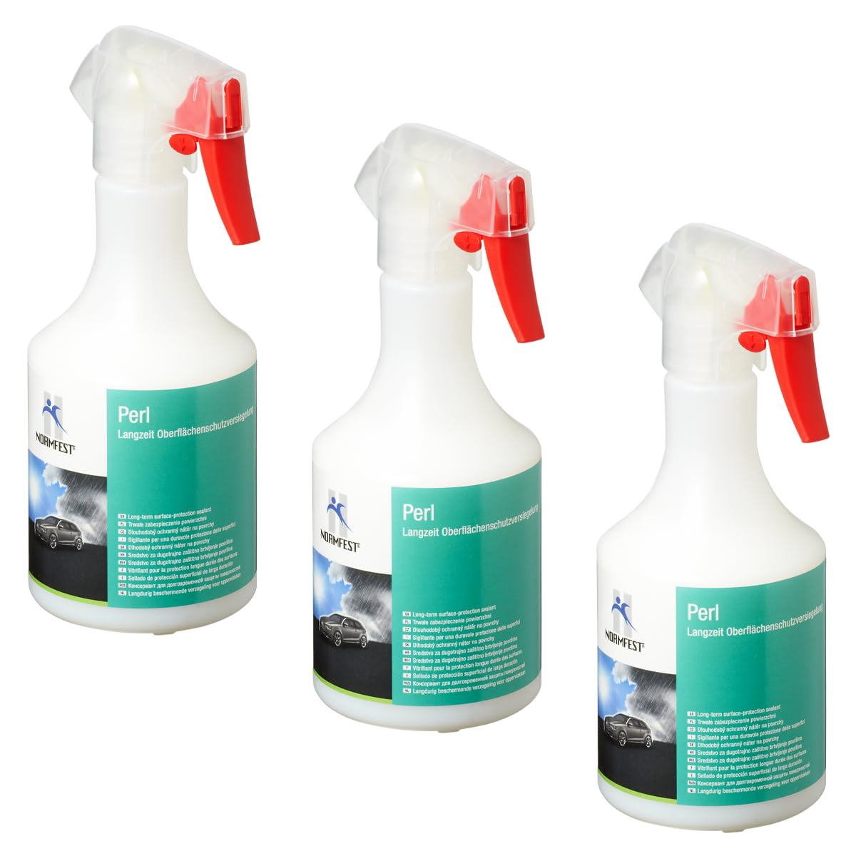 Normfest Perl Glanzversiegelung – Langzeitschutz für Lack, Kunststoff, Felgen und Glas, mit Tiefenglanz-Effekt, wasser- und schmutzabweisend, einfache Anwendung, schnelltrocknend, 3x 500ml