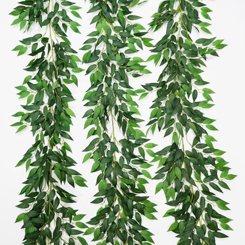 VOELIGT 3 Strands Artificial Italian Ruscus Vines 78' Silk Italian Ruscus Greenery Garland with...