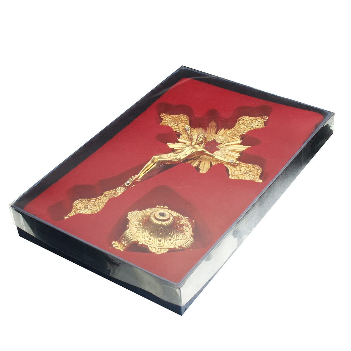 Crocifisso in piedi con base, 25,4 cm, da tavolo, in metallo, crocifisso cattolico con Gesù, crocifisso in oro antico, per la casa, decorazione della cappella, regali religiosi