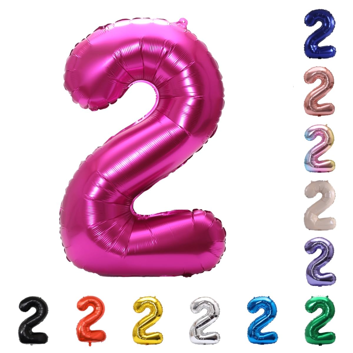 YPSelected 32 Inch Large Foil Helium Number Balloon Birthday Wedding Party 0-9 (Rose Red, 2)