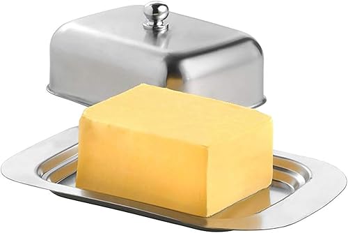 Miniatura 2 de Mantequillera pequeña individual de acero inoxidable, plato de mantequilla clásico con tapa, caja de mantequilla simple, bandeja de aperitivos, caja