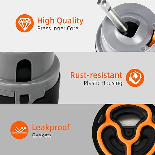 Miniatura 7 de RP50587 - Válvula de cartucho de repuesto compatible con grifos de cocina y lavabo Delta DST de una sola manija, incluye tuerca de capó RP51503,