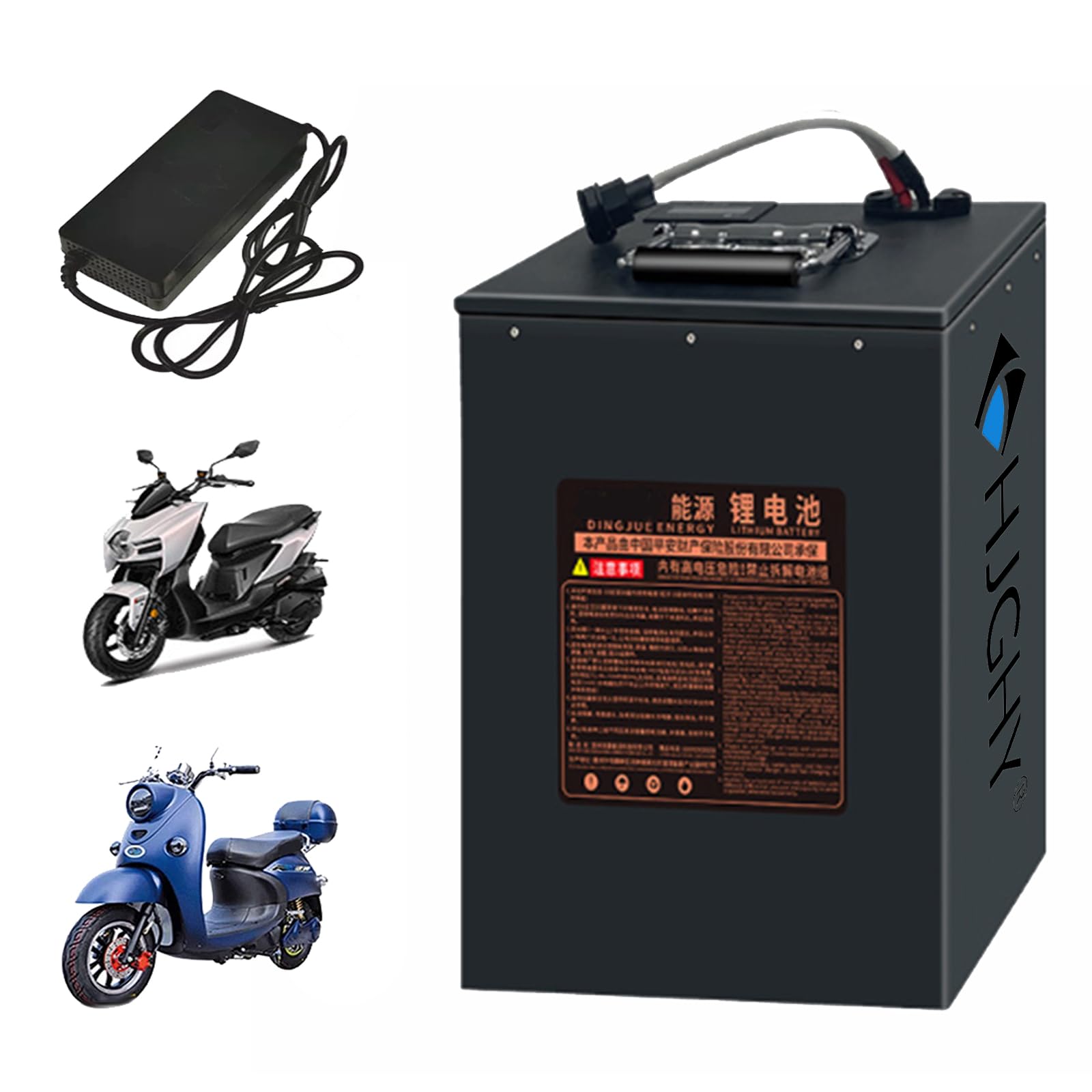 60V 30Ah 35Ah 40Ah 50Ah 60Ah Elektromotorrad-Akku, 60-Volt-Lithium-Akkupack für 0-3600W Roller, Moped, Dreiradmotor mit Ladegerät