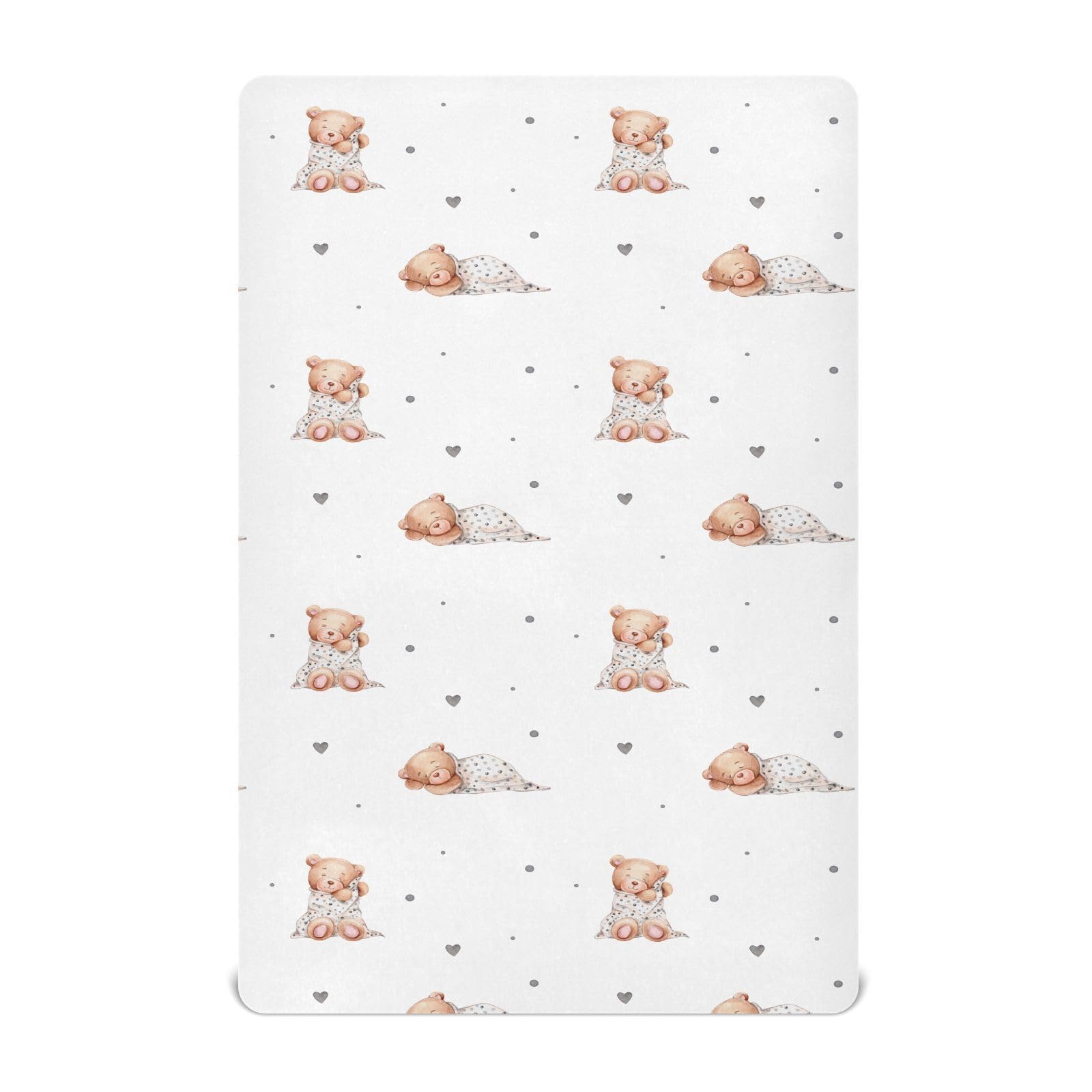 Crib Sheets for Boys Girl Cute Sleeping Teddy Bears Breathable Mini Crib Mattress Sheets Fitted,Toddler Baby Sheets for Crib Mattress 39 * 27 * 5In