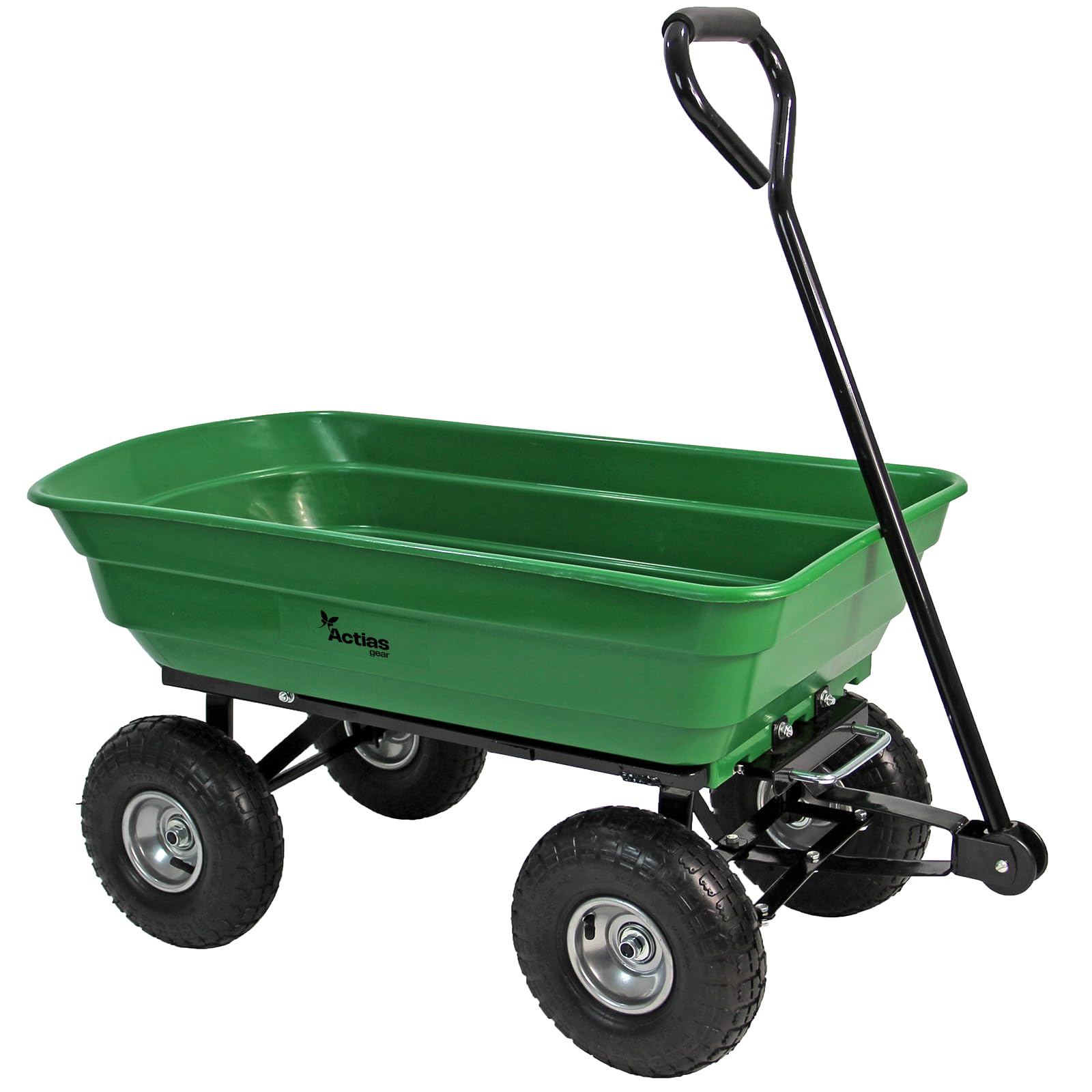 Actiasgear 75L Heavy Duty Garden Dump Cart Large Capacity with 4 Pneumatic Wheels, Mulch, Logs, Soil