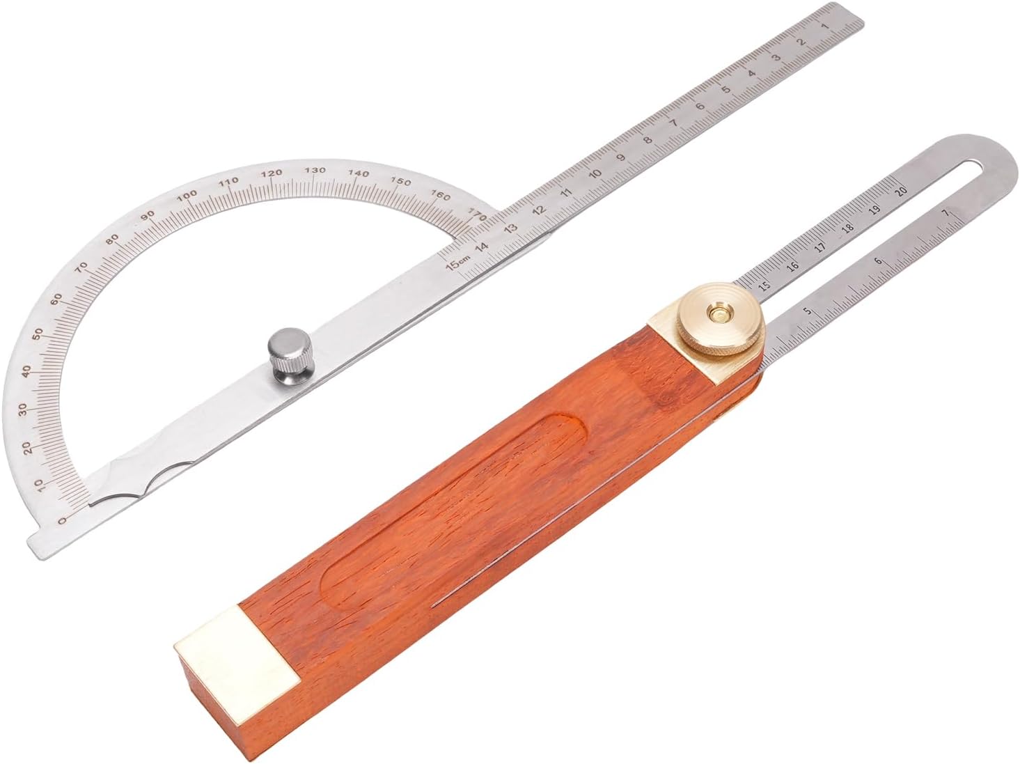POCREATION Angle Finder Protractor, Adjustable Stainless Steel Precision Tool Set for Woodworking and Construction with DoubleSided Scales