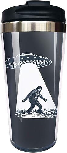 Hasdon-Hill Divertidas tazas de viaje para mujeres hombres papá mamá OVNI Bigfoot taza de café taza de té taza de acero inoxidable para amigos