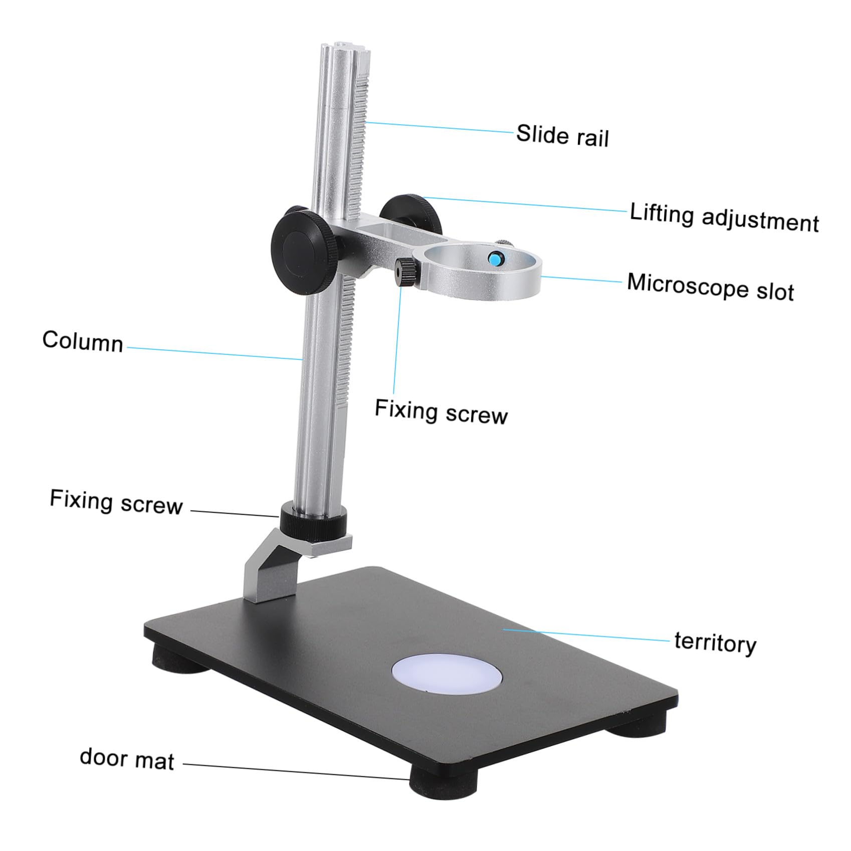 NUOBESTY Supporto Microscopio Regolabile con Base Lifting e Luce Integrata Stand Stabile per Microscopi e Videocamere Industriali Installazione Semplice e Precisione Elevata