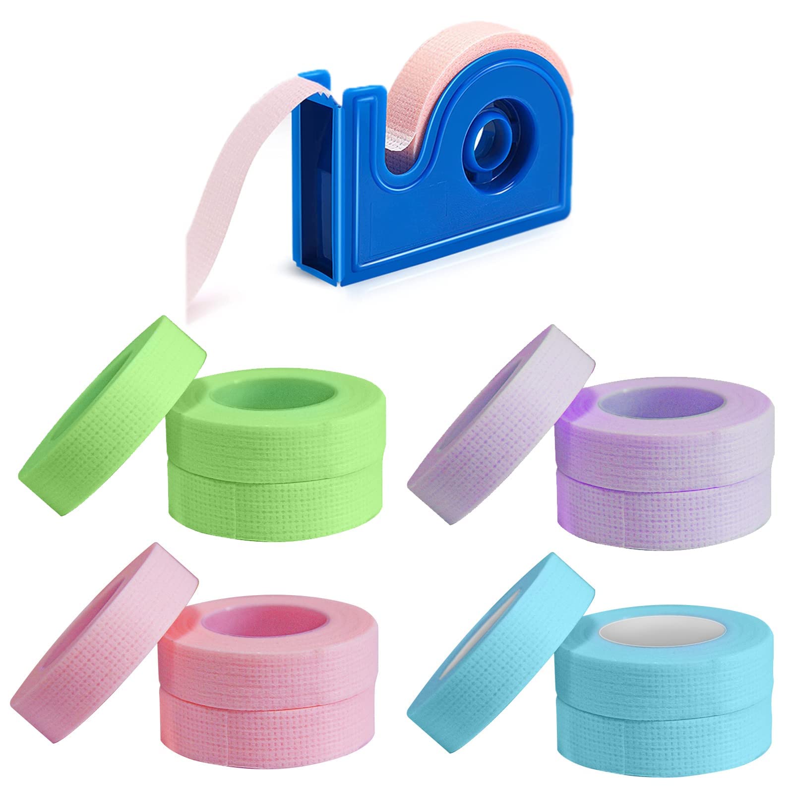 12 Pcs 4 Color Eyelash Tape with 1 Pcs Eyelash Tape Cutter Non-woven Fabric Breathable Adhesive Eyelash Tape for Lash Extension Supply Lash Beauty Auxiliary Tools