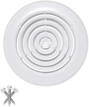 HVAC Premium 12 Round Ceiling Diffuser - Easy Air Flow - HVAC Vent Duct Cover [White] - [Outer Dimensions 16]