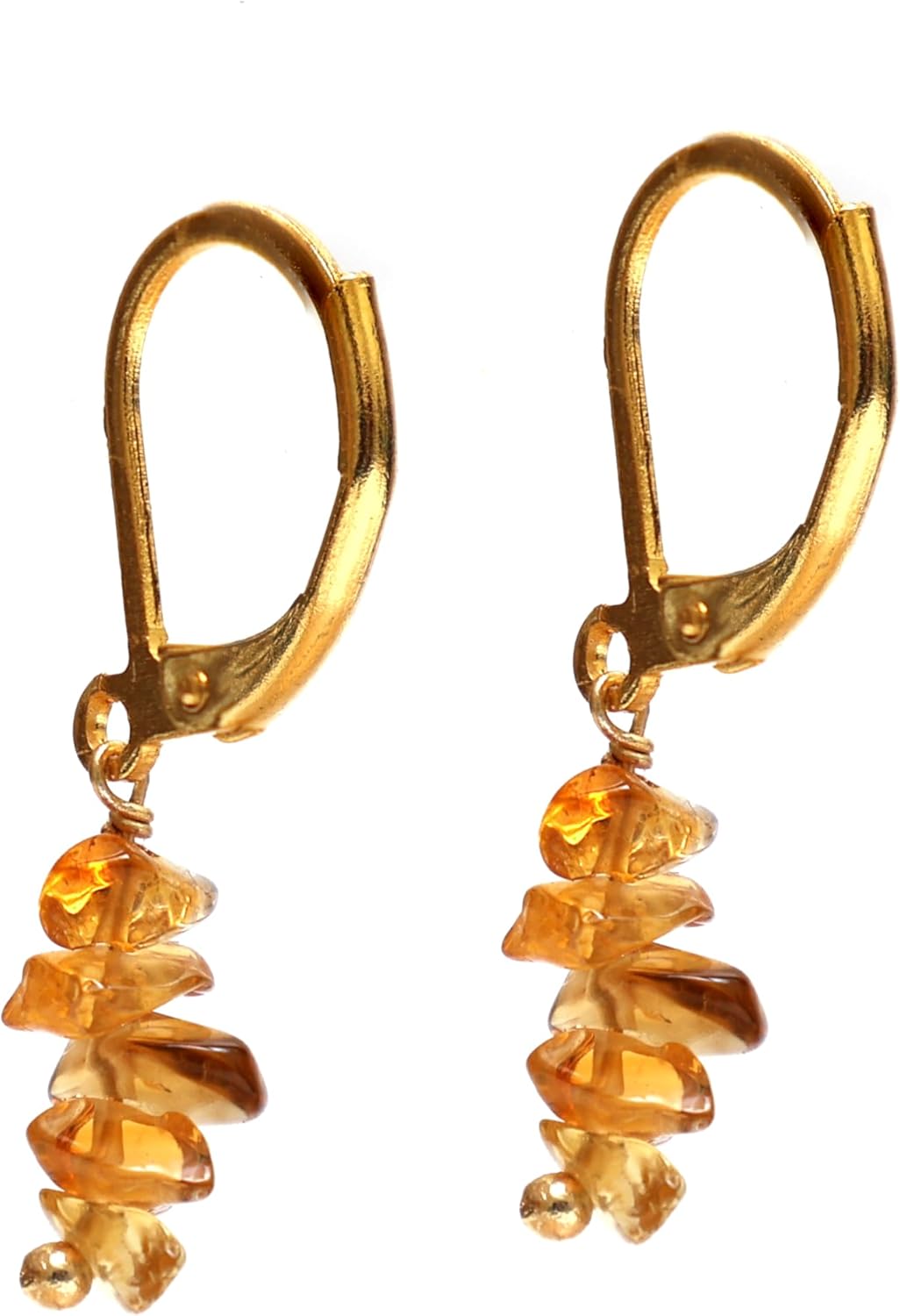 Gempires Citrine Crystal Leverback Earrings November Birthstone Gemstone Jewelry Hypoallergenic Gold Plated Lightweight Dangling Earrings For Women