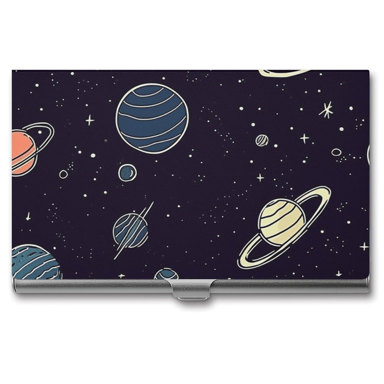 JTREHY Space Planet Pattern Business Card Case Convenient to Carry Business Card Dispenser Durable Not Prone to Wear And Tear Business Card Holder for Men & Women