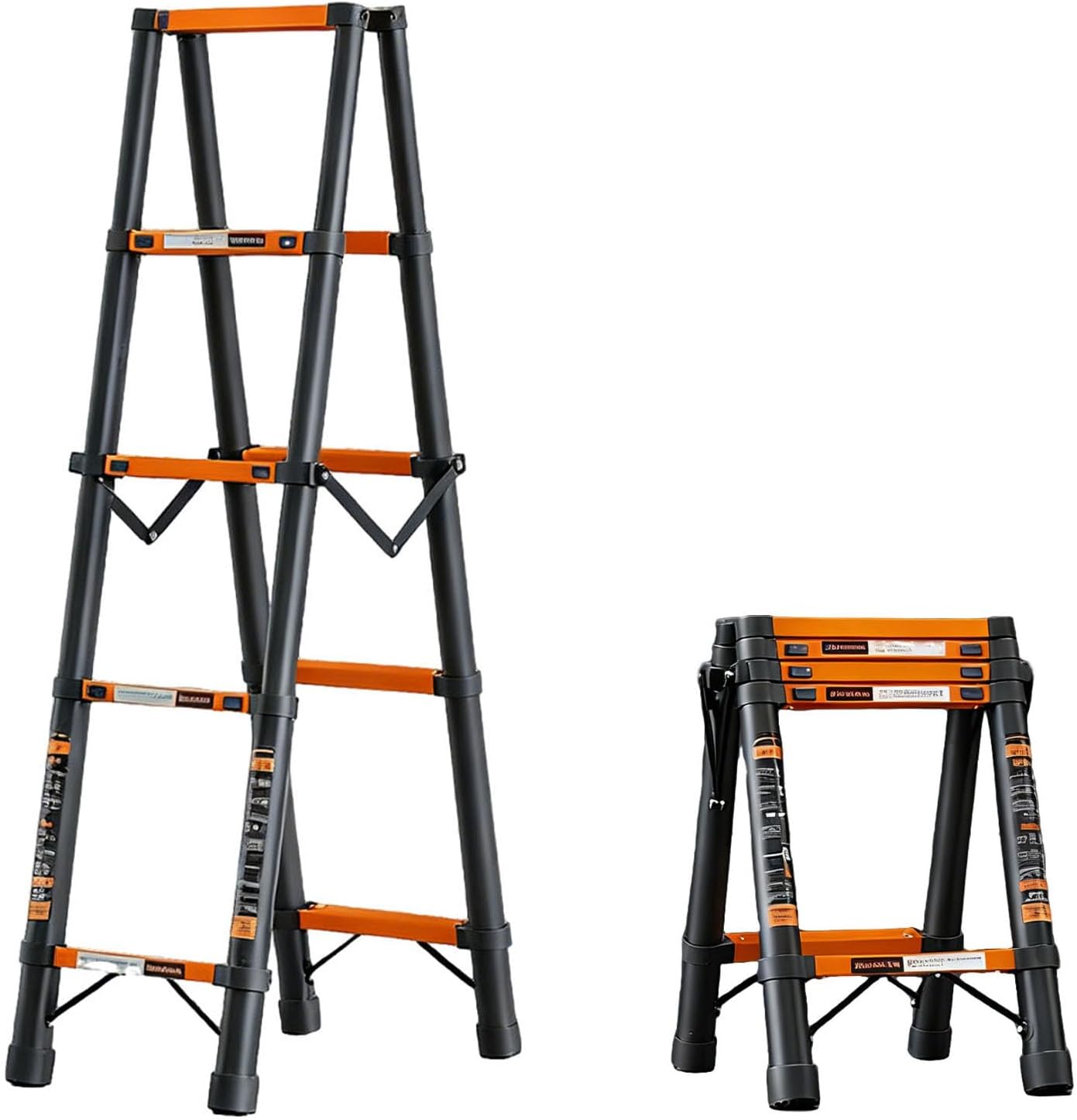 Aluminum Telescoping Extension Ladder Capacity Heavy Duty A-Frame Foldable Portable 2-in-1 Ladder for Home Office Shed Warehouse AType 1.4m