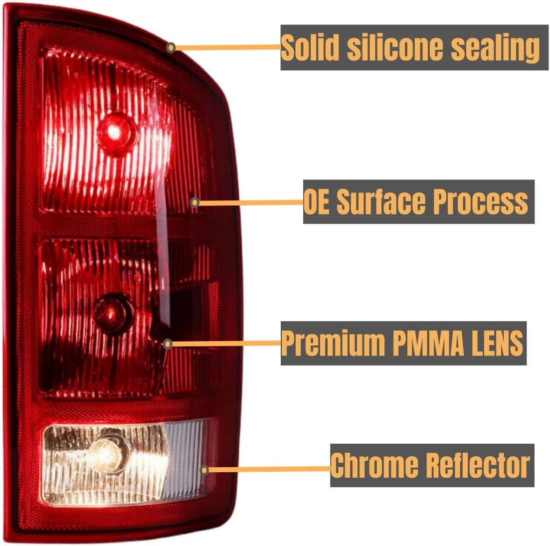 Tail Light Compatible with 2002-2006 Dodge Ram 1500 2500 3500 Pickup truck rear Brake Lamp with Circuit Board (Passenger Side)