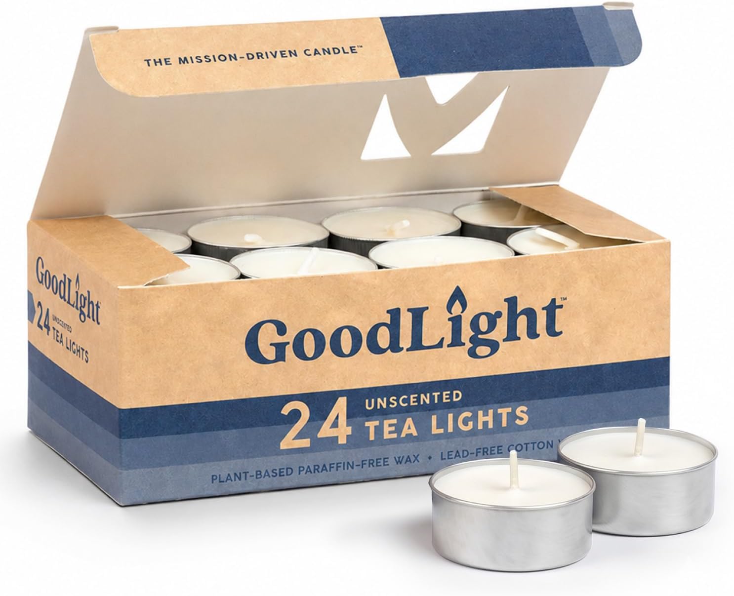 Paraffin-Free Tea Light Candles, Made from Vegan Palm Wax, Clean-Burning and All-Natural Tealight Candles, 4-Hour Burn Time (24 Unscented Tea Lights)