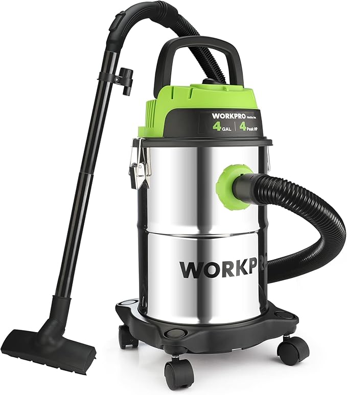 WORKPRO 4 Gallon Wet/Dry Vacuum, 4 Peak HP Shop Vac Cleaner