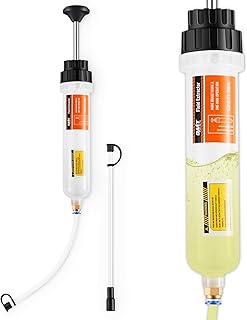 OMT 200mL Manual Fluid Extractor and Filler, Syringe Style Pump for Power Steering Transmission Gear Oil & Brake Fluid Changes, Hand Vacuum Pump for ATV Boat Automotive Fluid Extraction