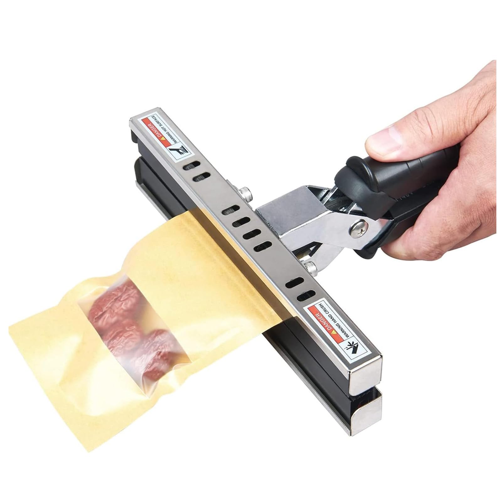 Sellador térmico portátil, sellador de crimpado de mano con tapón de fugas, longitud de sellado de 200 mm a 400 mm, temperatura de 0 a 300 °C, calefacción de doble cara para papel de aluminio y bolsas