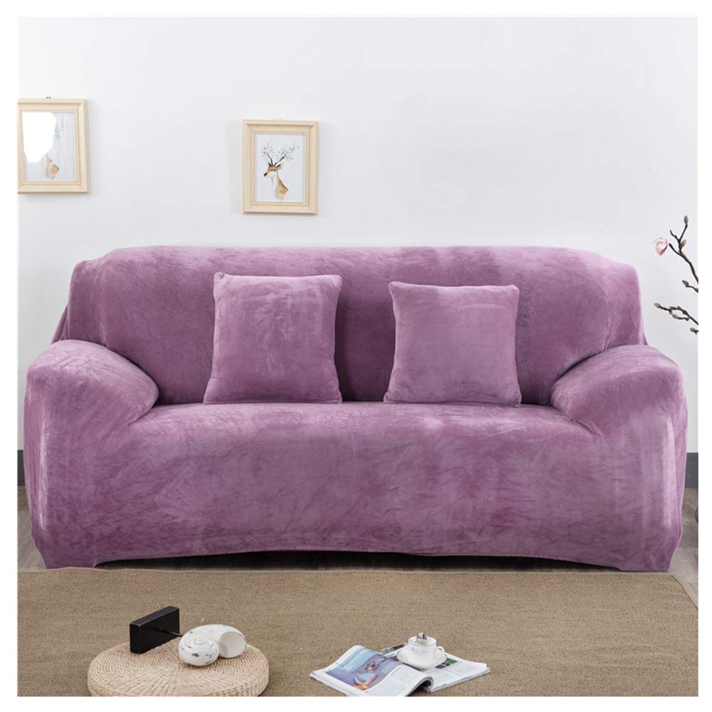 Plush Crushed Velvet Sofa Cover for 1 Seater Stretchable Slipcover with Elasticity Easy Fit and Washable Furniture Protector Light Purple Velvet Couch Cover 90 140cm