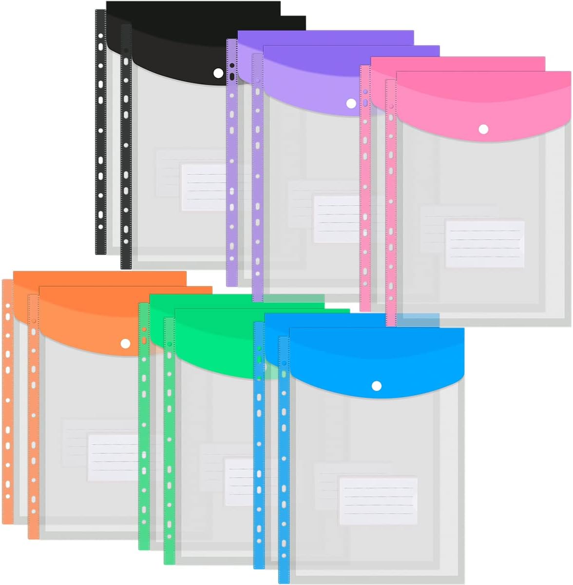 Plastic Punched Pockets A4 Plastic Wallets 12PCS Poly Pockets A4 Folder Wallets Punched Pockets Clear Stationary A4 Plastic Pockets Wallets A4 Plastic Sleeves A4 Ring Binder Plastic Wallets Punched