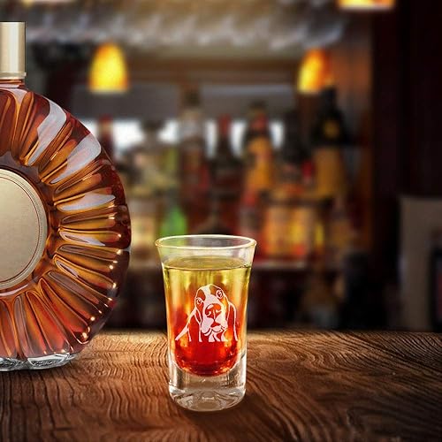 Miniatura 5 de WIRESTER Vaso de chupito de 1.5 onzas con base pesada, vaso de chupito transparente para whisky, vodka - Basset Hound Dog