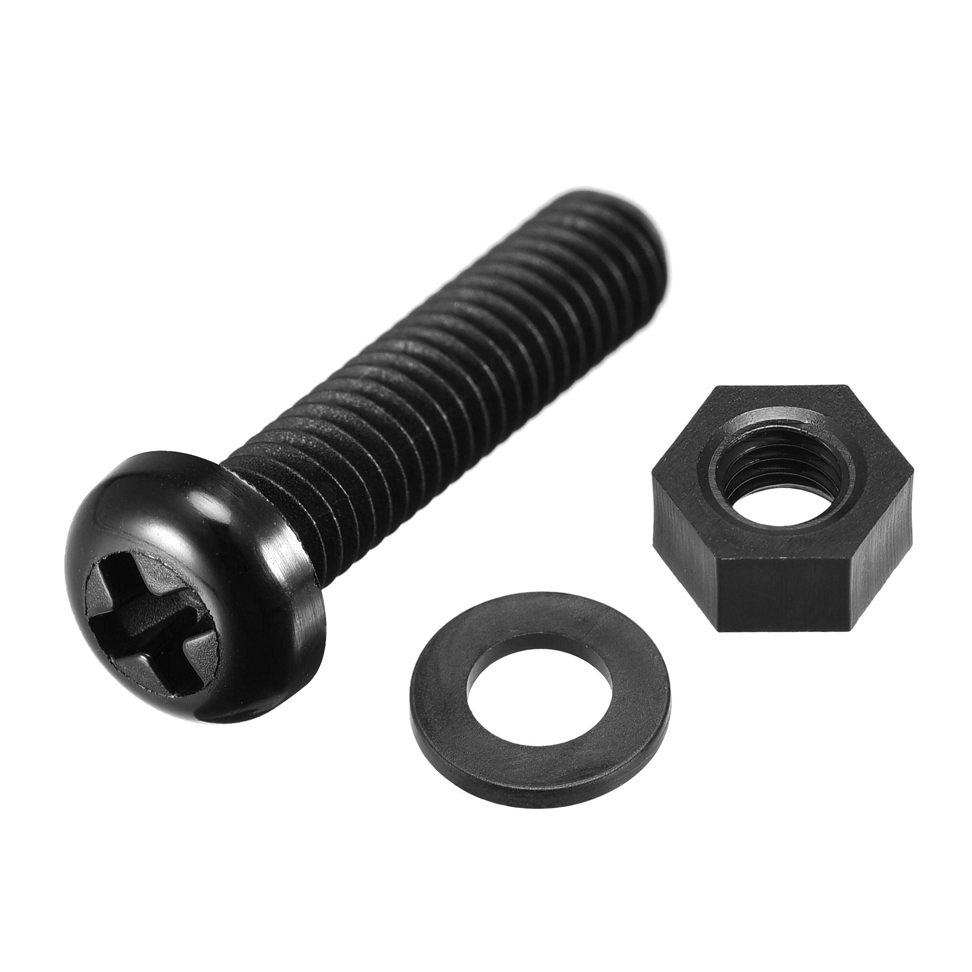 uxcell Lot de 20 vis à métaux cruciformes M6 x 12 mm en plastique avec écrous et rondelles plates, boulons à tête plate en polycarbonate transparent