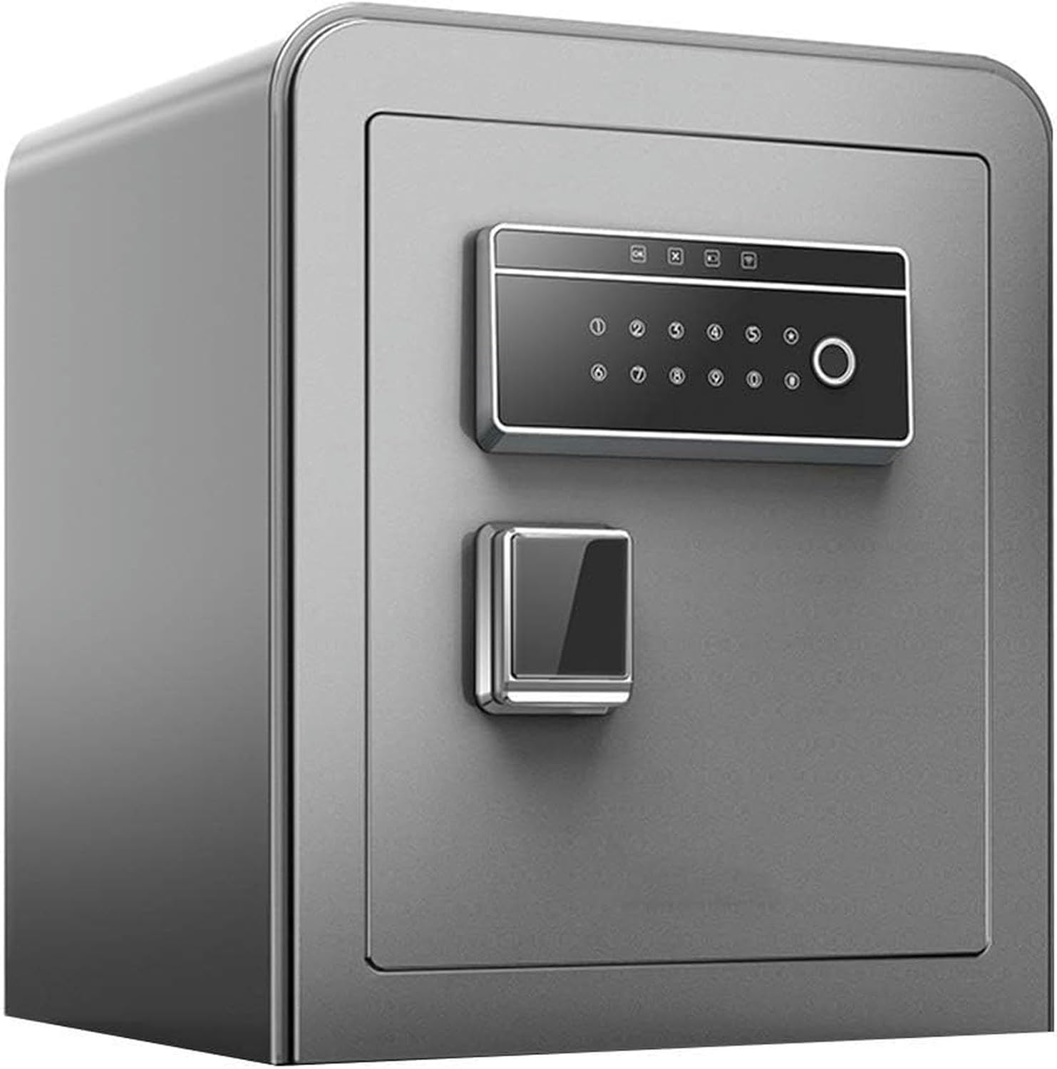 AMNOOL Fireproof Safe with Digital Keypad Feet,Home Smart Safe Small Metal Safe Deposit Box Safety Gun Cash Jewelry Password Fingerprint Safe, Bedside Table, Gray-1