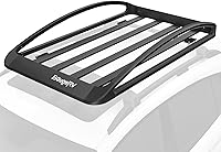 BougeRV 64x40x8 Aluminum Roof Basket - Lightweight Anti-Rust Rooftop Cargo Carrier, 150LBS Capacity, Universal Fit SUVs Trucks Cars w/ Wind Fairing (Black)