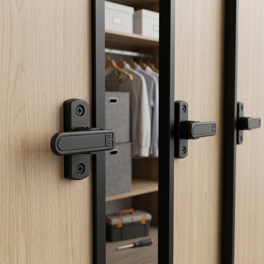 Pestillo Seguridad Ventana Corredera Ajustable 7mm(Black，2pcs)