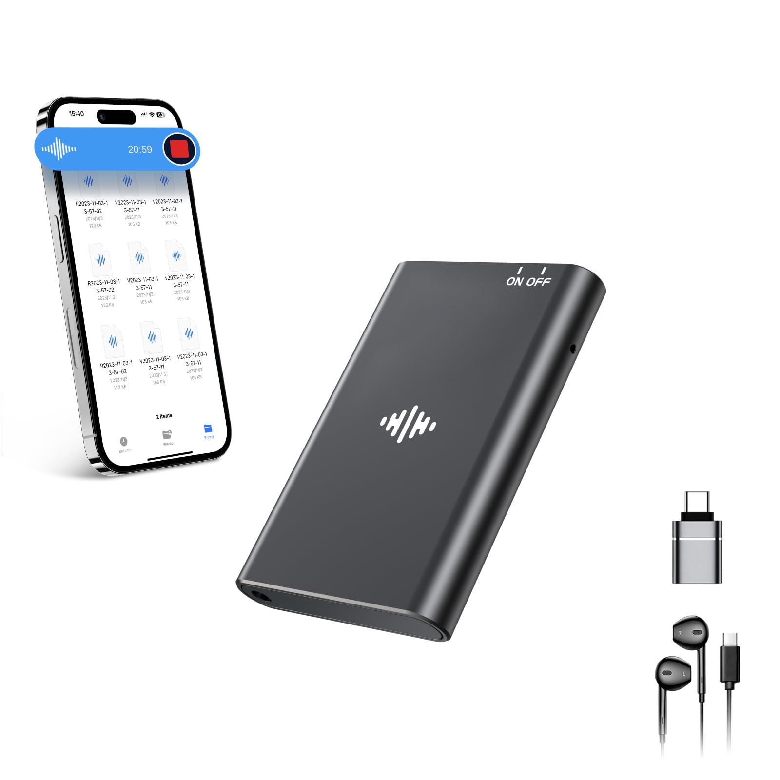 Amazon.co.jp: 4GB磁気吸着式ボイスレコーダー。DSP4.0ノイズキャンセ