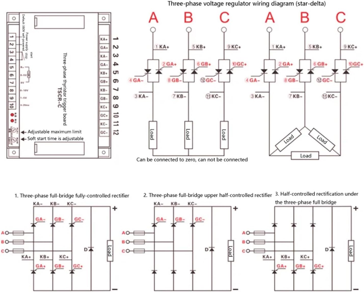 Three-Phase Thyristor Trigger Board Power Regulation and Voltage TSCR-C Phase-Shift Soft Start(380V Free bias Power)