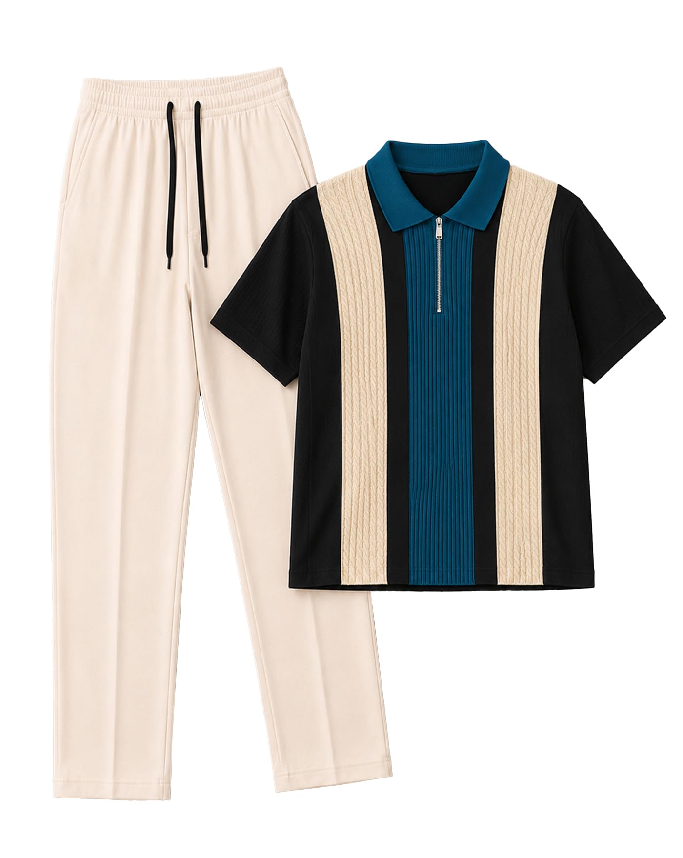 ausk Men's Premium Polo Co-Ord Set | Cotton Blend Polo T-Shirt & Elastic Waist Track Pant | Casual Summer Wear | Lounge Wear | Travel Wear Clothing Set for Men-picture-43