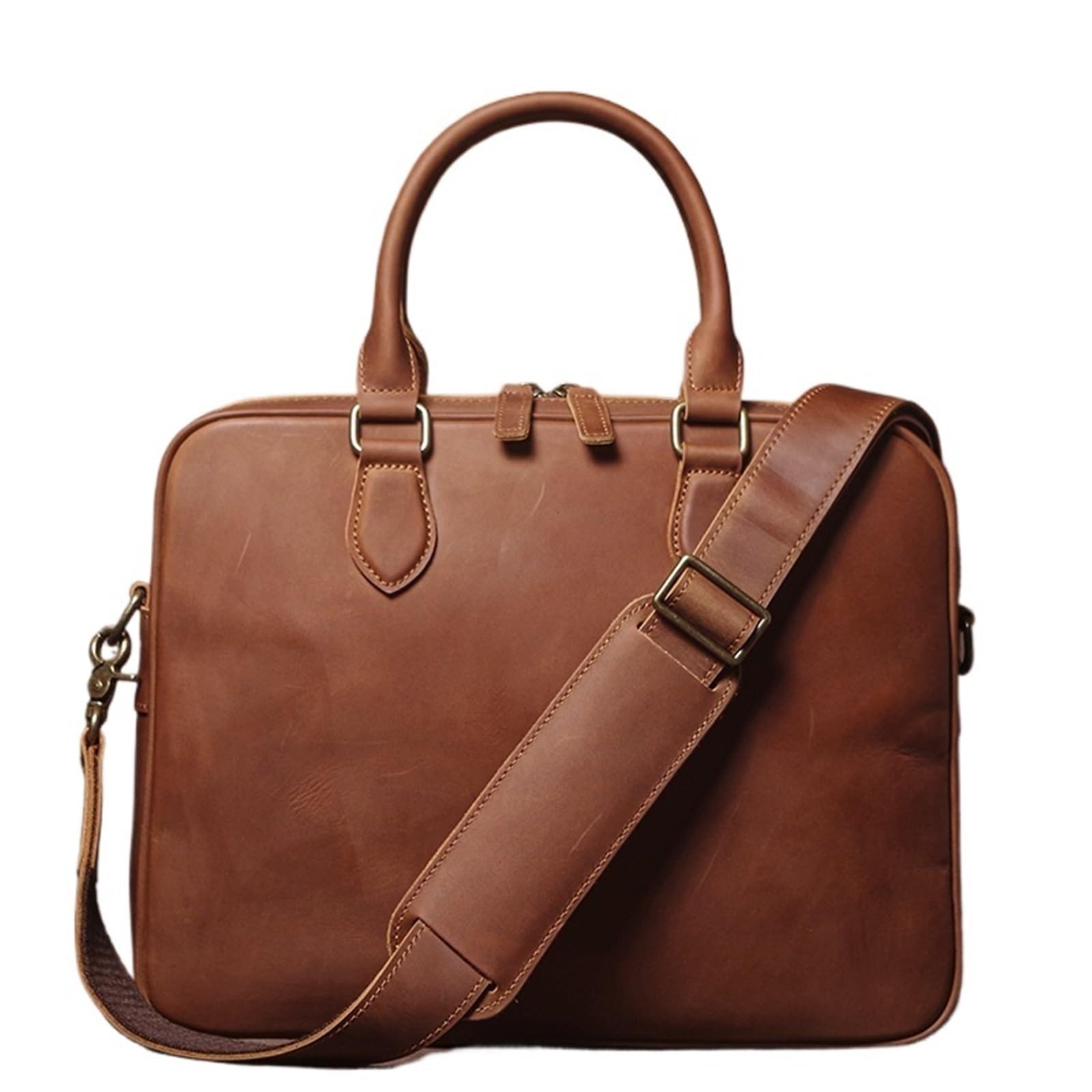 Bolso Mensajero De Cuero Maletín de piel vaca for hombre, bolso mano cuero genuino lujo, hombro ligero y sencillo, bandolera for portátil En Viaje De Negocios