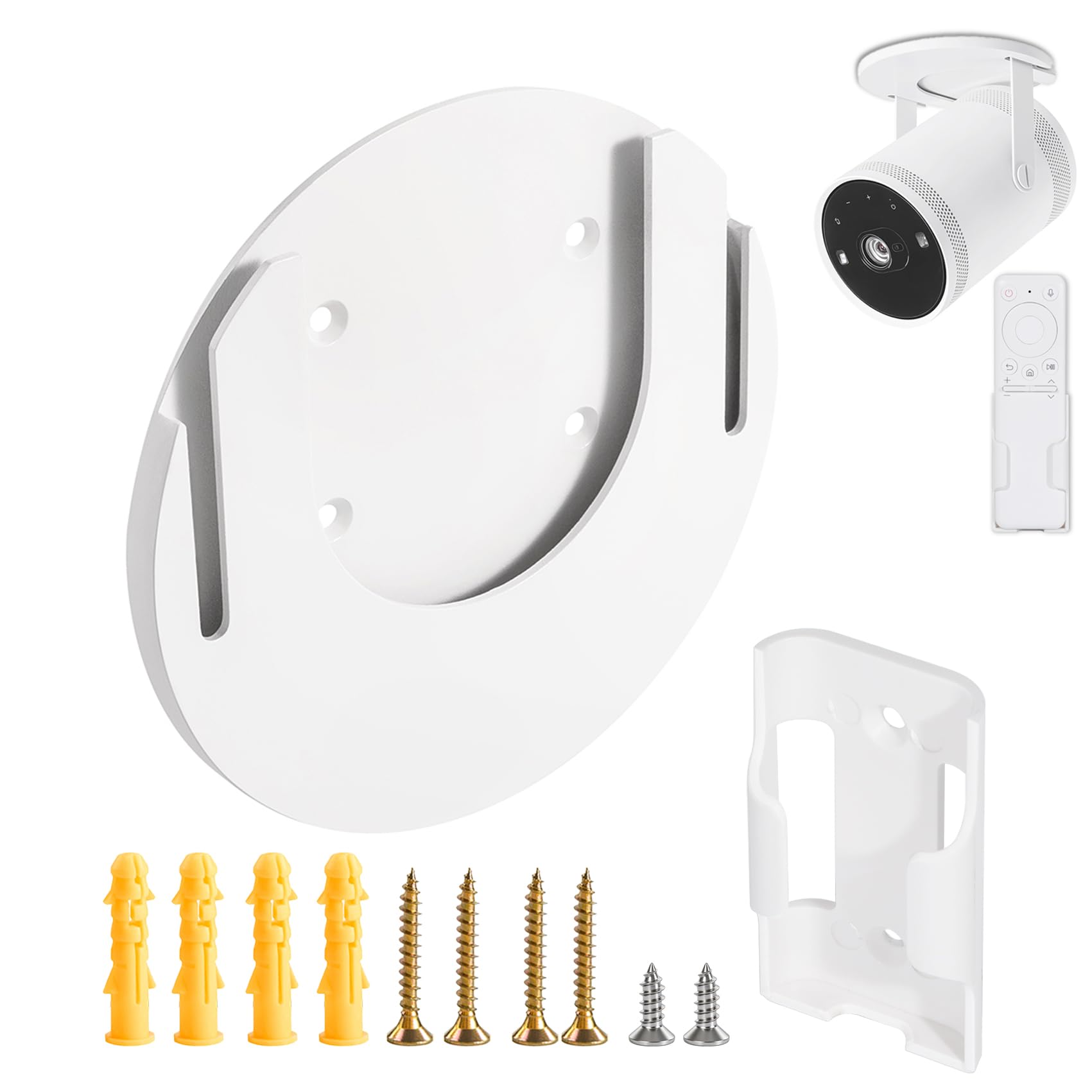 Soporte de pared de estilo libre compatible con Samsung Freestyle Proyector montaje en techo, Freestyle 2 accesorios soporte de montaje en pared, blanco (blanco)