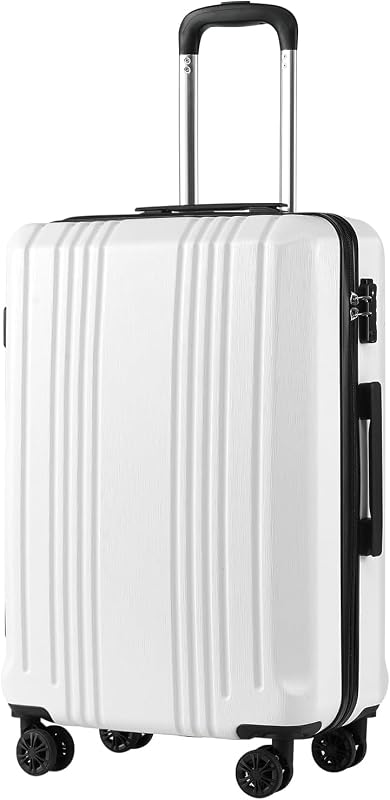Equipaje rígido Coolife PC+ABS, cerradura TSA, ruedas giratorias, 24 pulgadas facturadas | Carcasa rígida de PC+ABS, resistente a rayones, ruedas giratorias silenciosas de 360°, cremalleras YKK, cerradura TSA, mango de aluminio