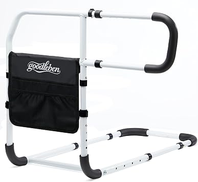 Bed Rails for Elderly Adults, Adjustable Bed Assist Rails for Seniors with Non-Slip Handle & Storage Pocket, Bed Assist Bar Supports up to 350 Lbs, Fits Twin/Full/Queen/King Beds
