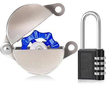 Water Spigot Lock & Gate Valve Lockout, Safety Faucet Device with Password Key for Outside Garden Valve/Water Spigot in Antirust Stainless Steel,Dia Valve Handles Silvery