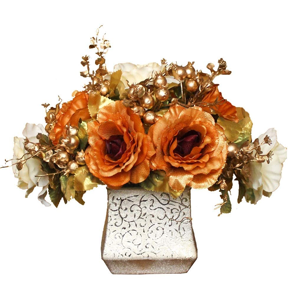 XDLEDMKIZ Artificial Flower in Pot European-Style Beautiful Artificial Flower Bouquet with Vase for Home Wedding Decor Table Centerpieceent Interesting