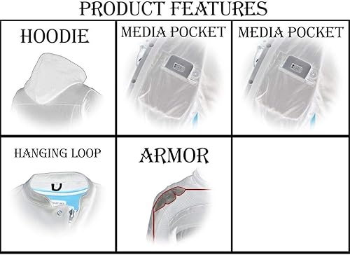 Vista 4 de Milwaukee Leather Sudadera con capucha para hombre Streetguard negro CE blindado, armadura de hombro y codo - XS