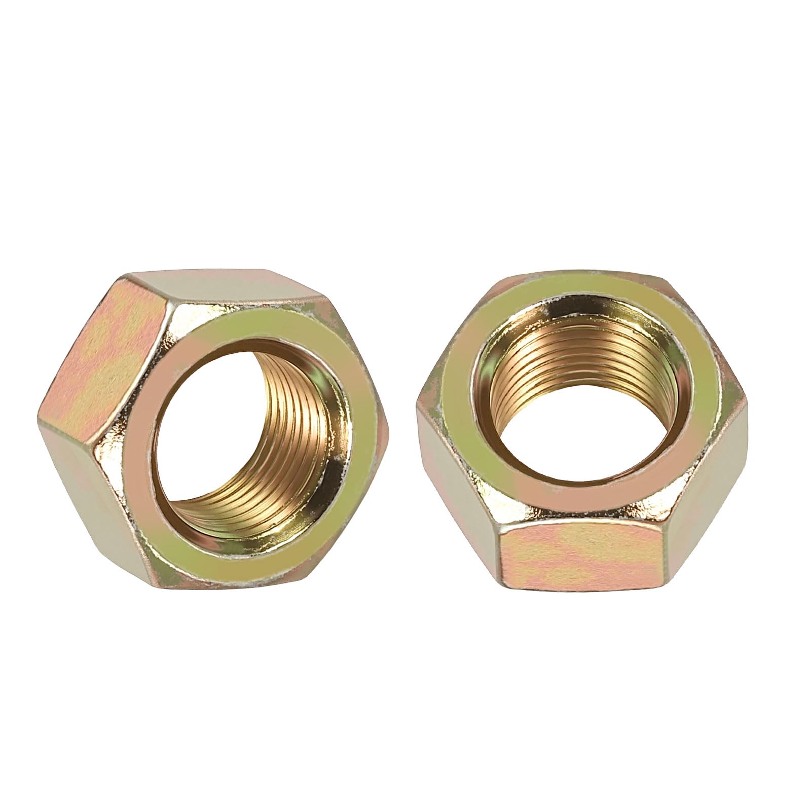 Kozelo 10pcs Hex Nuts - [5/8"-18] Carbon Steel (Grade 8) Hardware Standard Inch Fine Thread Metal Nuts for Heavy Structural Machinery Fastening, Colored Zinc Finish, Yellow